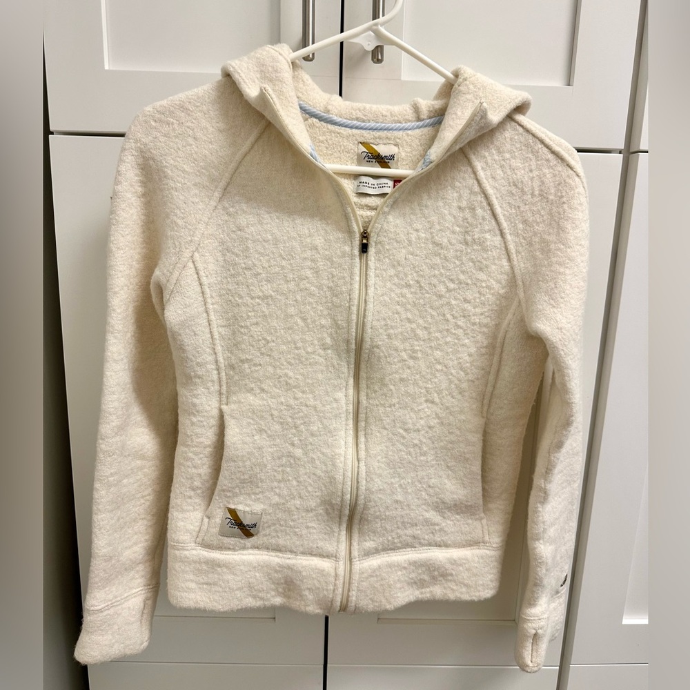 Tracksmith Freya Zip Up Wool Hoodie xsmall cream